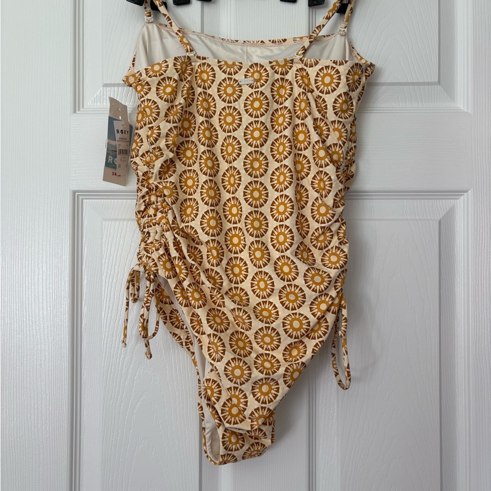 NWT Roxy Cream and Mustard Floral Medallion One-Piece Swimsuit - Picture 2 of 9